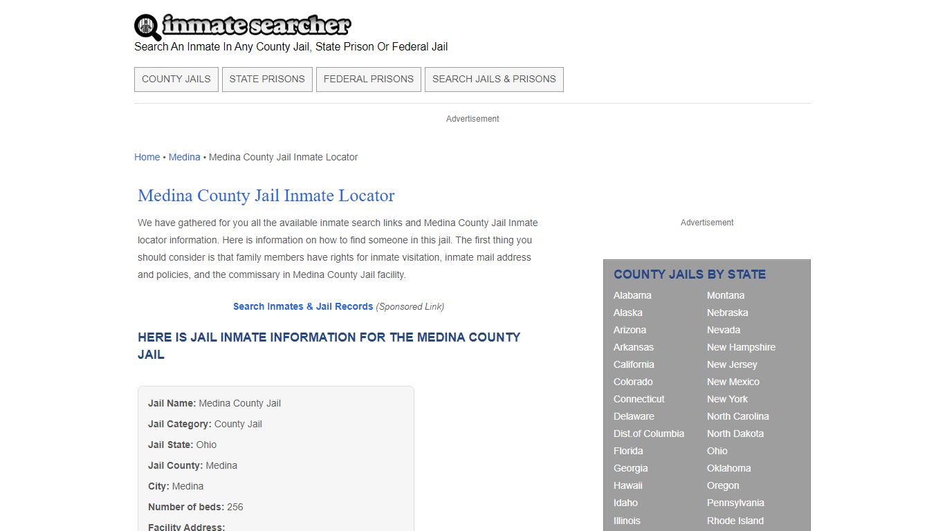 Medina County Jail Inmate Locator - Inmate Searcher